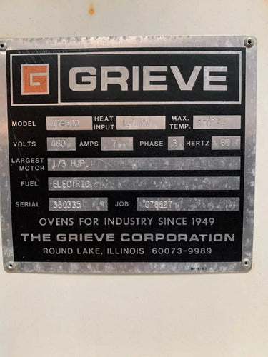 Grieve Aa500 Horno Industrial 500 °f (260 °c)  Eléctrico
