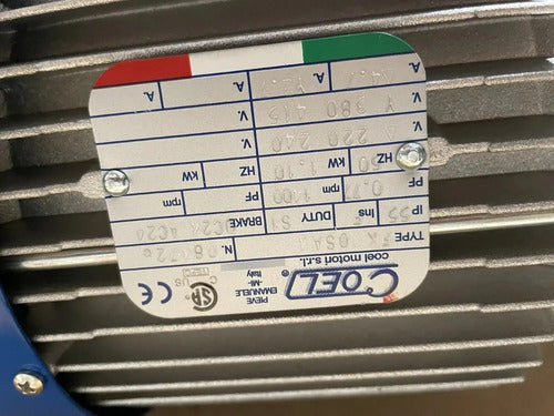 Reductor Siti 40:1 Con Motor Coel 1.5kw 400v