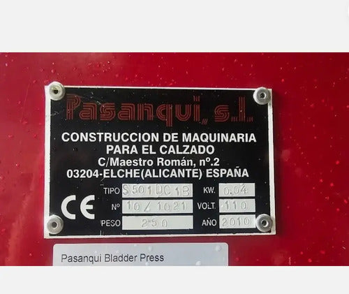 Prensa De Vejiga Pasanqui S501dc Para Fabricación De Calzado
